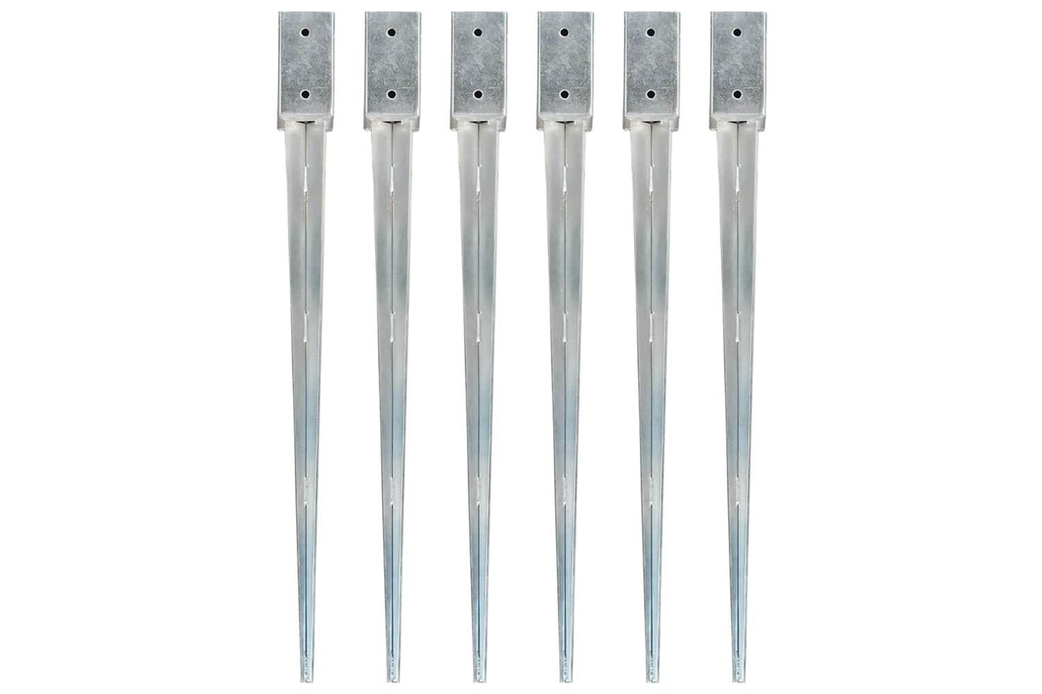vidaXL 145405 Ground Spikes 6 Pcs Silver 7x7x90cm Galvanised Steel