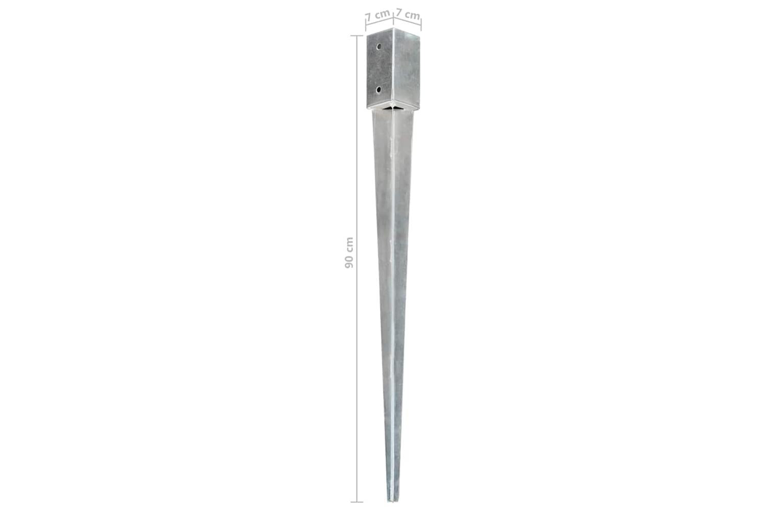 vidaXL 145405 Ground Spikes 6 Pcs Silver 7x7x90cm Galvanised Steel-6