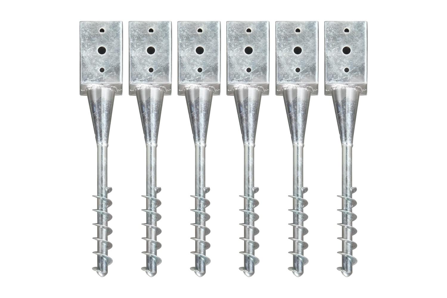 vidaXL 145440 Ground Spikes 6 Pcs Silver 9x9x56cm Galvanised Steel