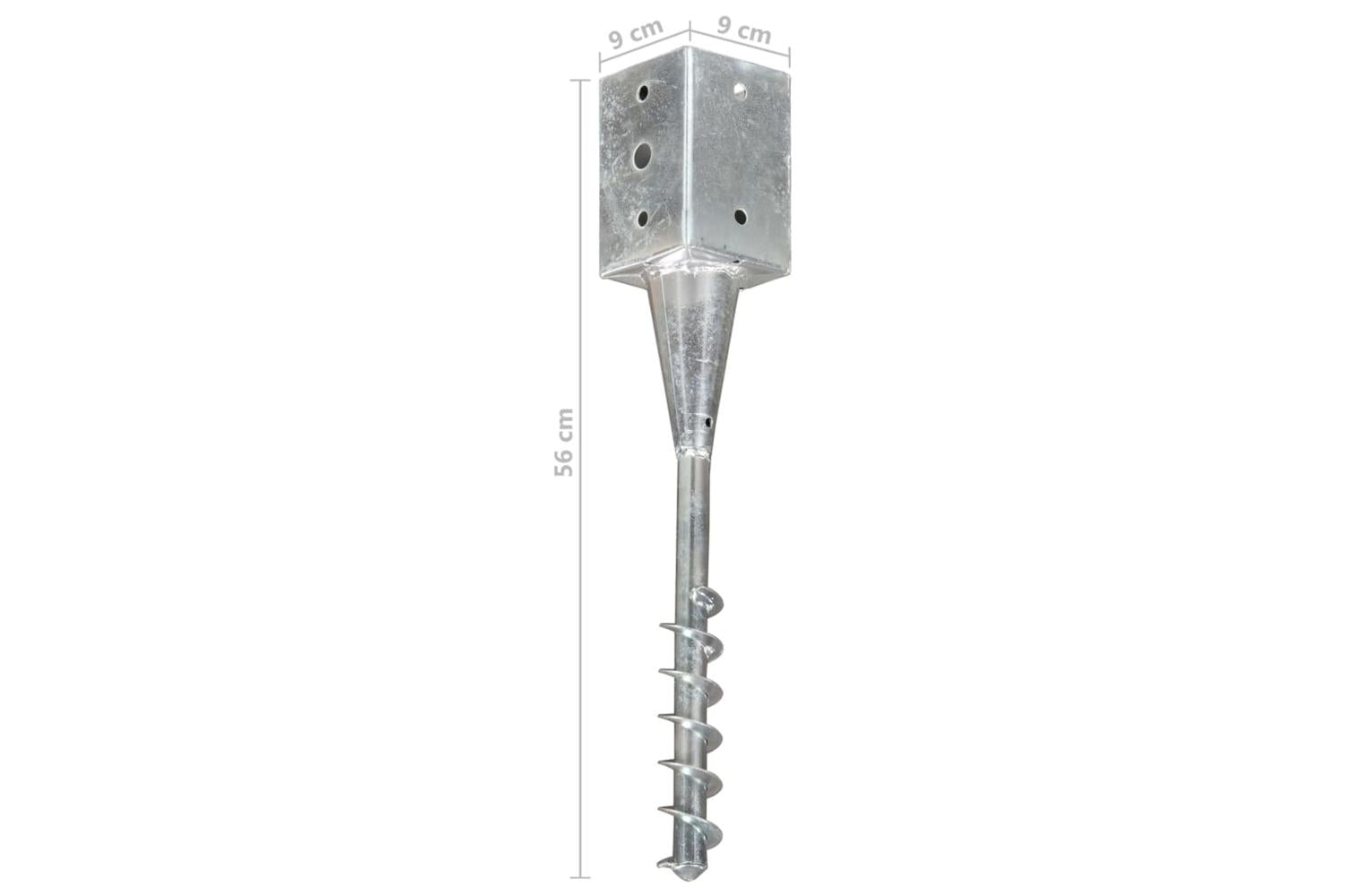 vidaXL 145440 Ground Spikes 6 Pcs Silver 9x9x56cm Galvanised Steel-6