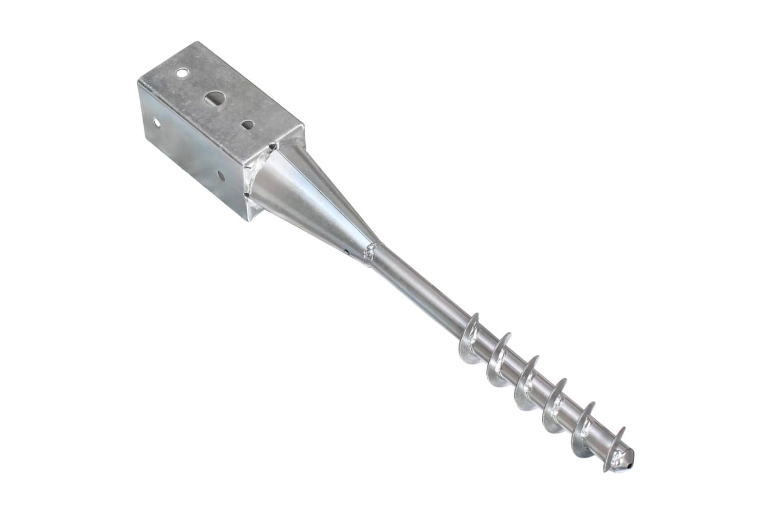 vidaXL 145435 Ground Spikes 2 Pcs Silver 7x7x56cm Galvanised Steel-4