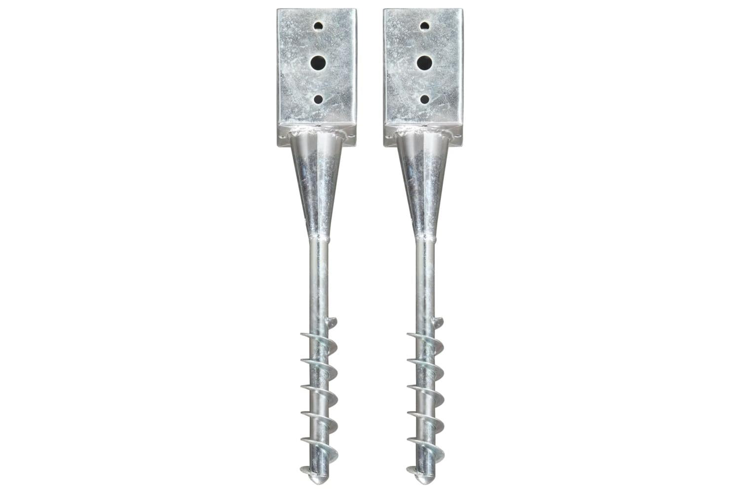 vidaXL 145439 Ground Spikes 2 Pcs Silver 9x9x56cm Galvanised Steel