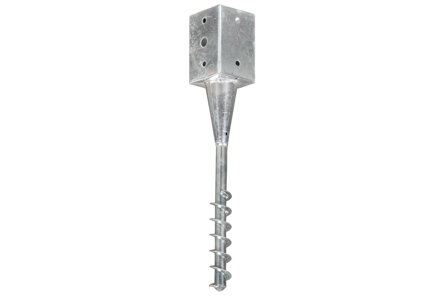 vidaXL 145439 Ground Spikes 2 Pcs Silver 9x9x56cm Galvanised Steel-2