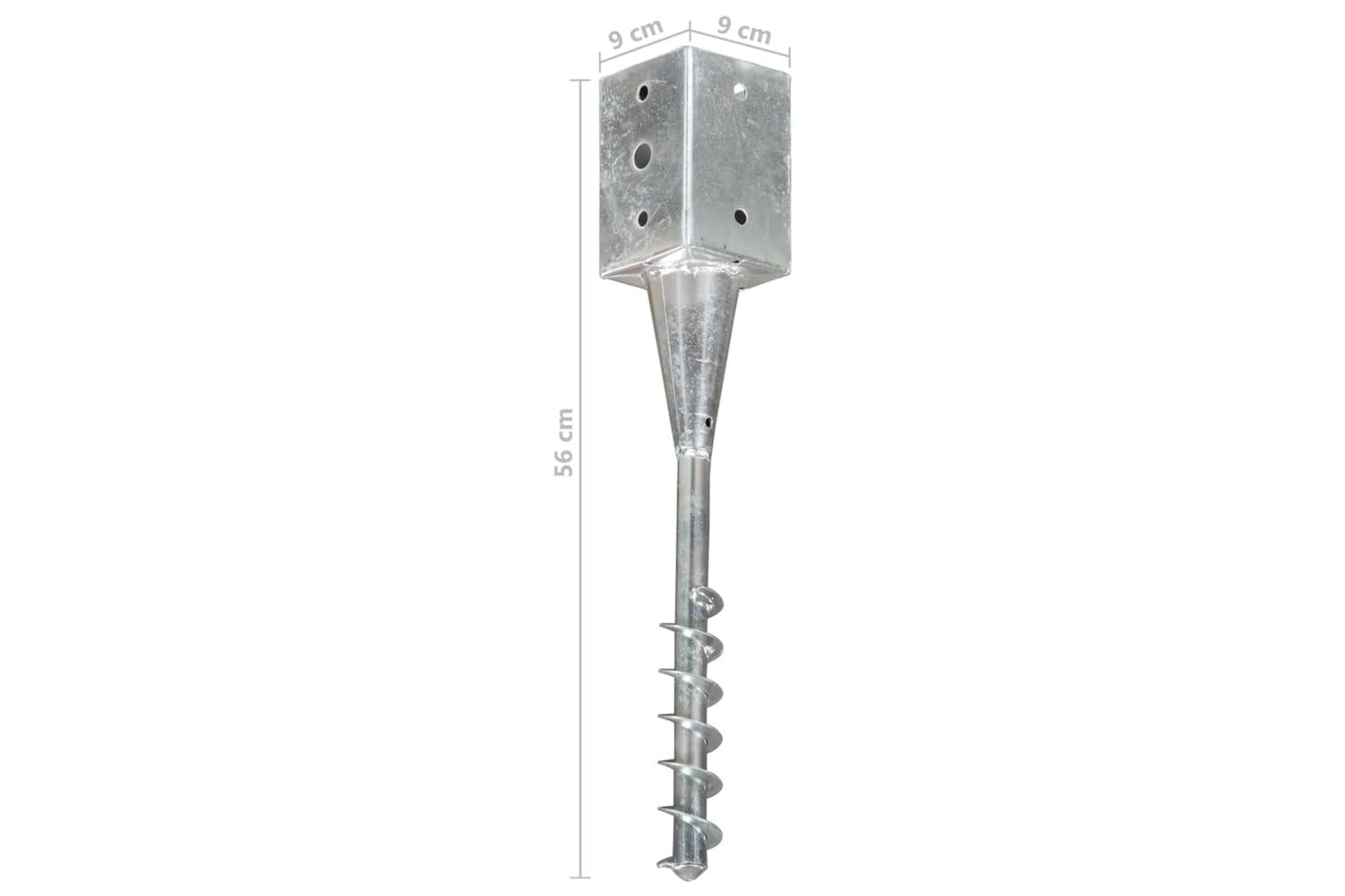 vidaXL 145439 Ground Spikes 2 Pcs Silver 9x9x56cm Galvanised Steel-6