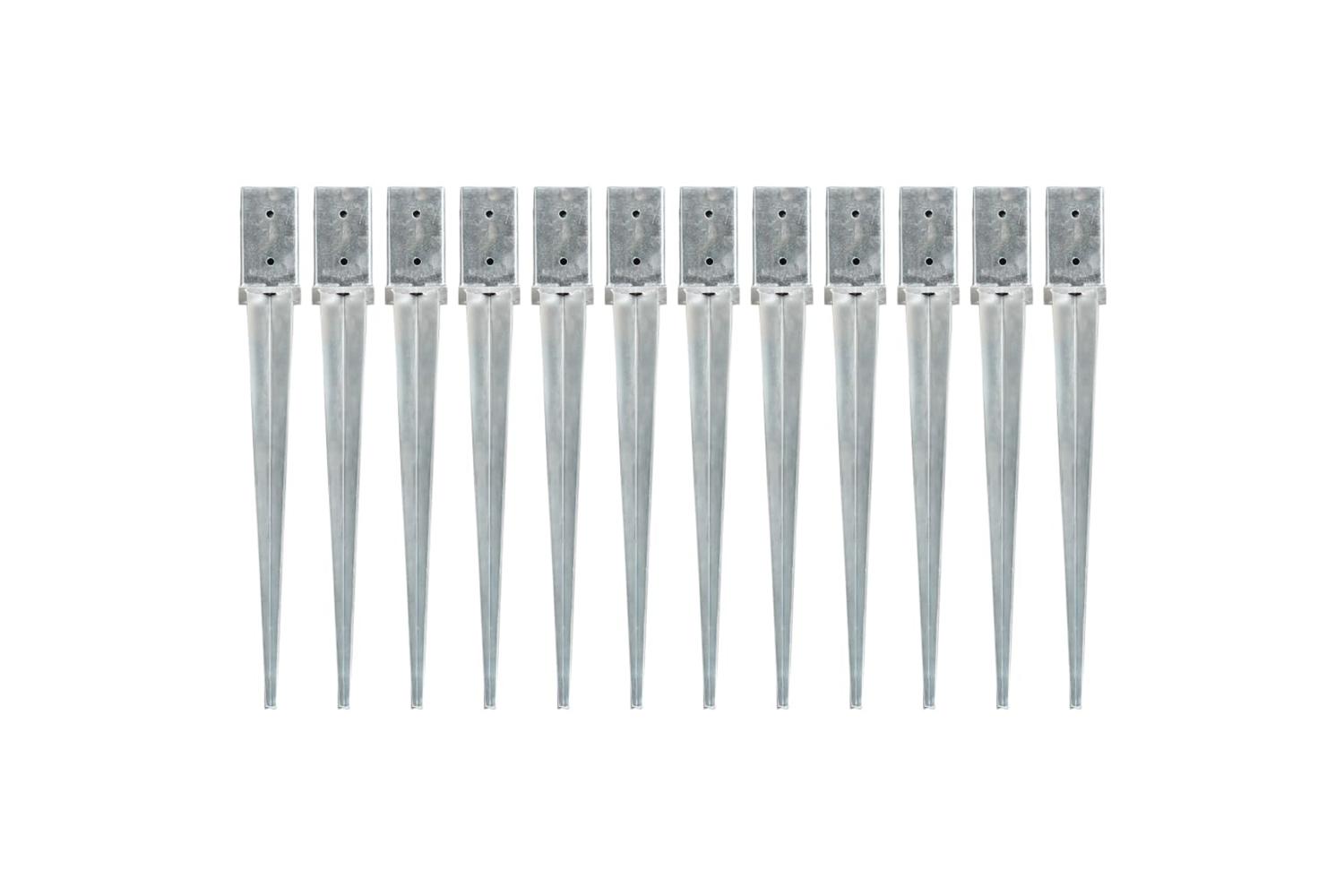 vidaXL 145409 Ground Spikes 12 Pcs Silver 8x8x76cm Galvanised Steel