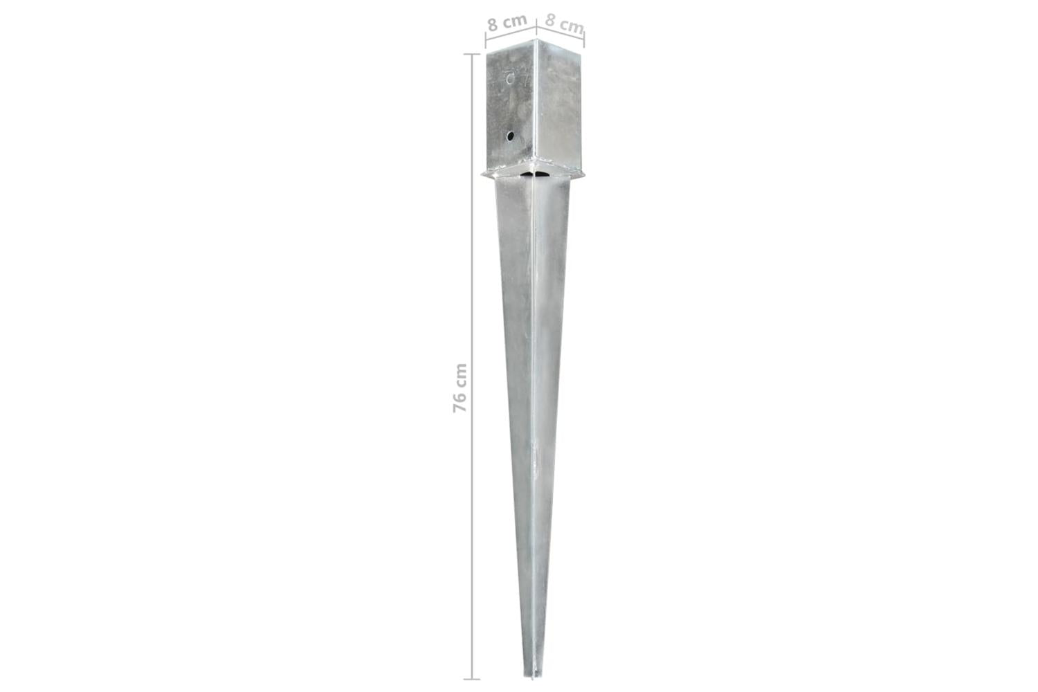 vidaXL 145409 Ground Spikes 12 Pcs Silver 8x8x76cm Galvanised Steel-6