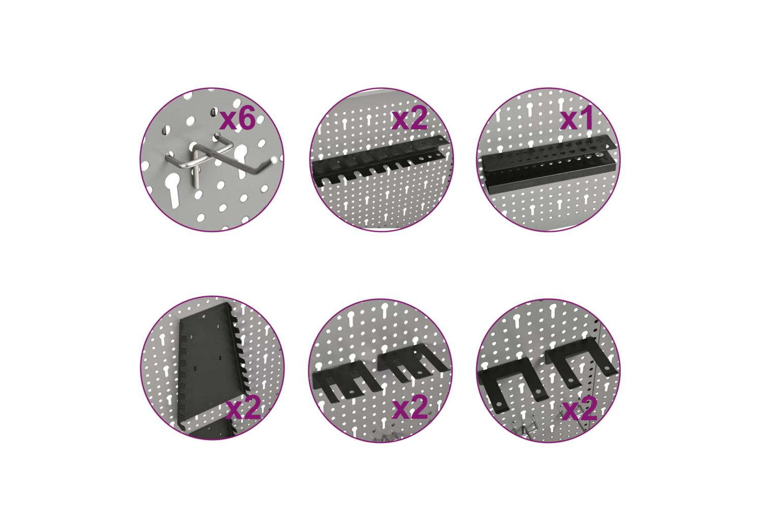 vidaXL 145351 Wall-mounted Peg Boards 3 Pcs 40x58cm Steel-10