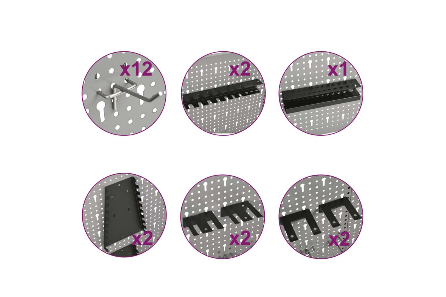 vidaXL 145352 Wall-mounted Peg Boards 4 Pcs 40x58cm Steel-9