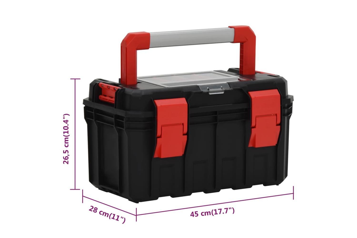 vidaXL 152099 Tool Box Black And Red 45x28x26.5cm-9