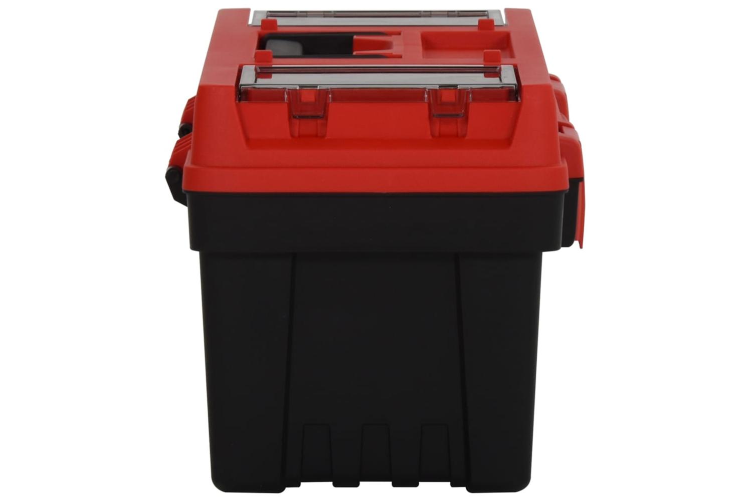 Vidaxl 152103 2 Piece Tool Box Set Black And Red Polypropylene-6