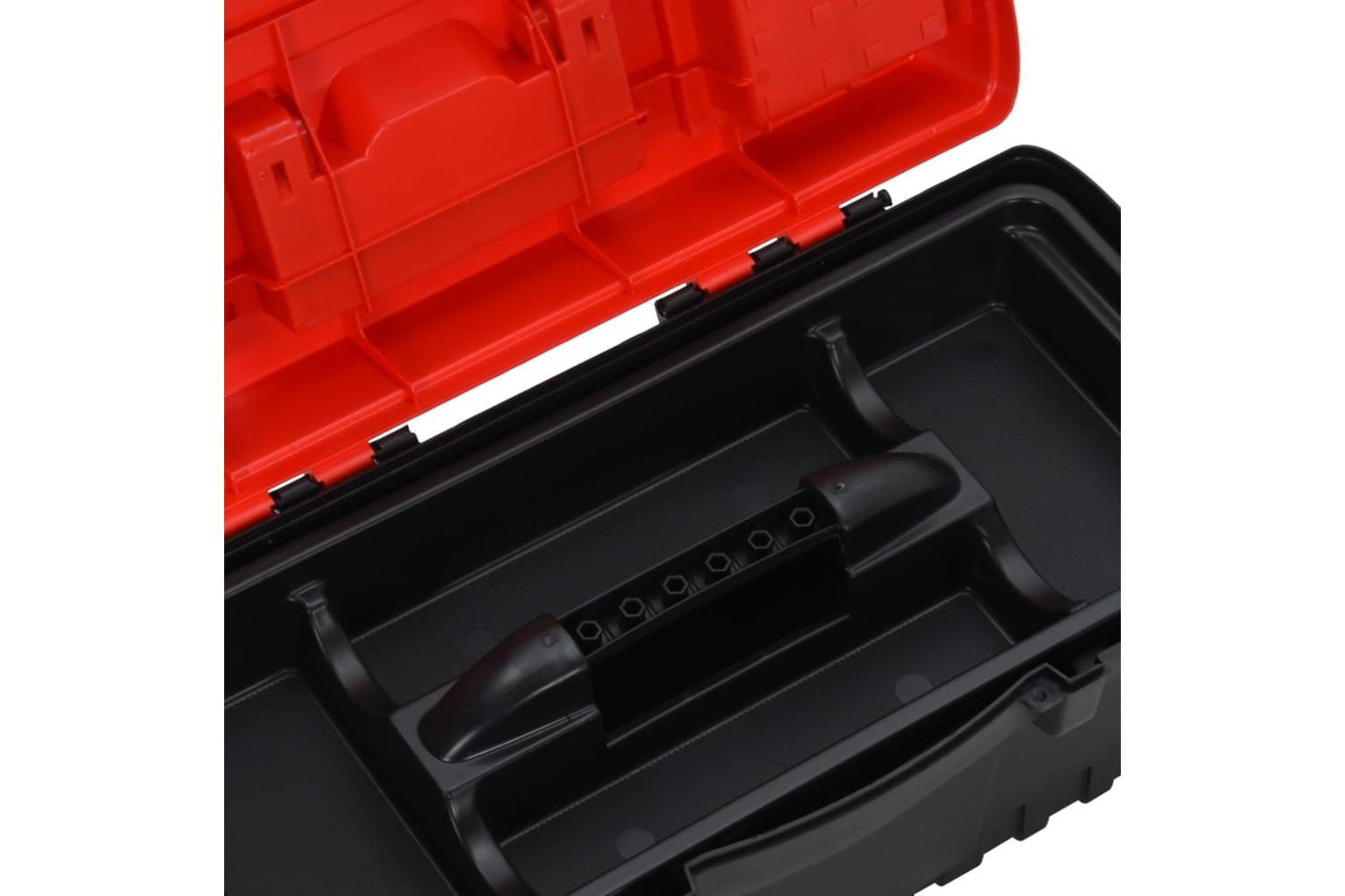 Vidaxl 152103 2 Piece Tool Box Set Black And Red Polypropylene-8