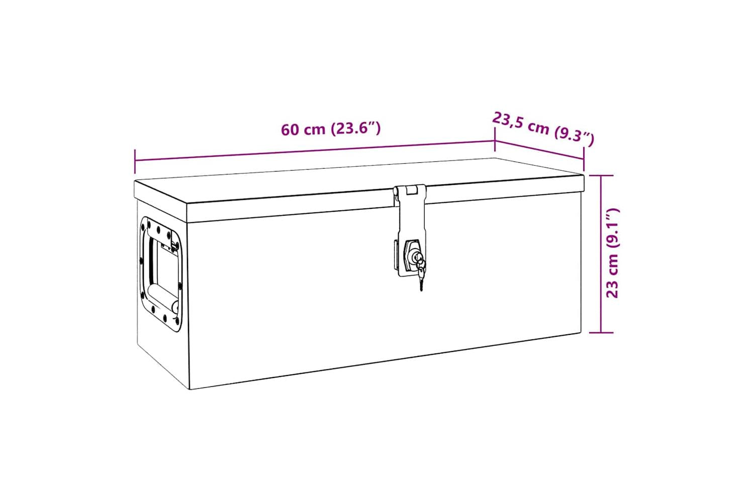 vidaXL 152249 Storage Box Black 60x23.5x23cm Aluminium-8