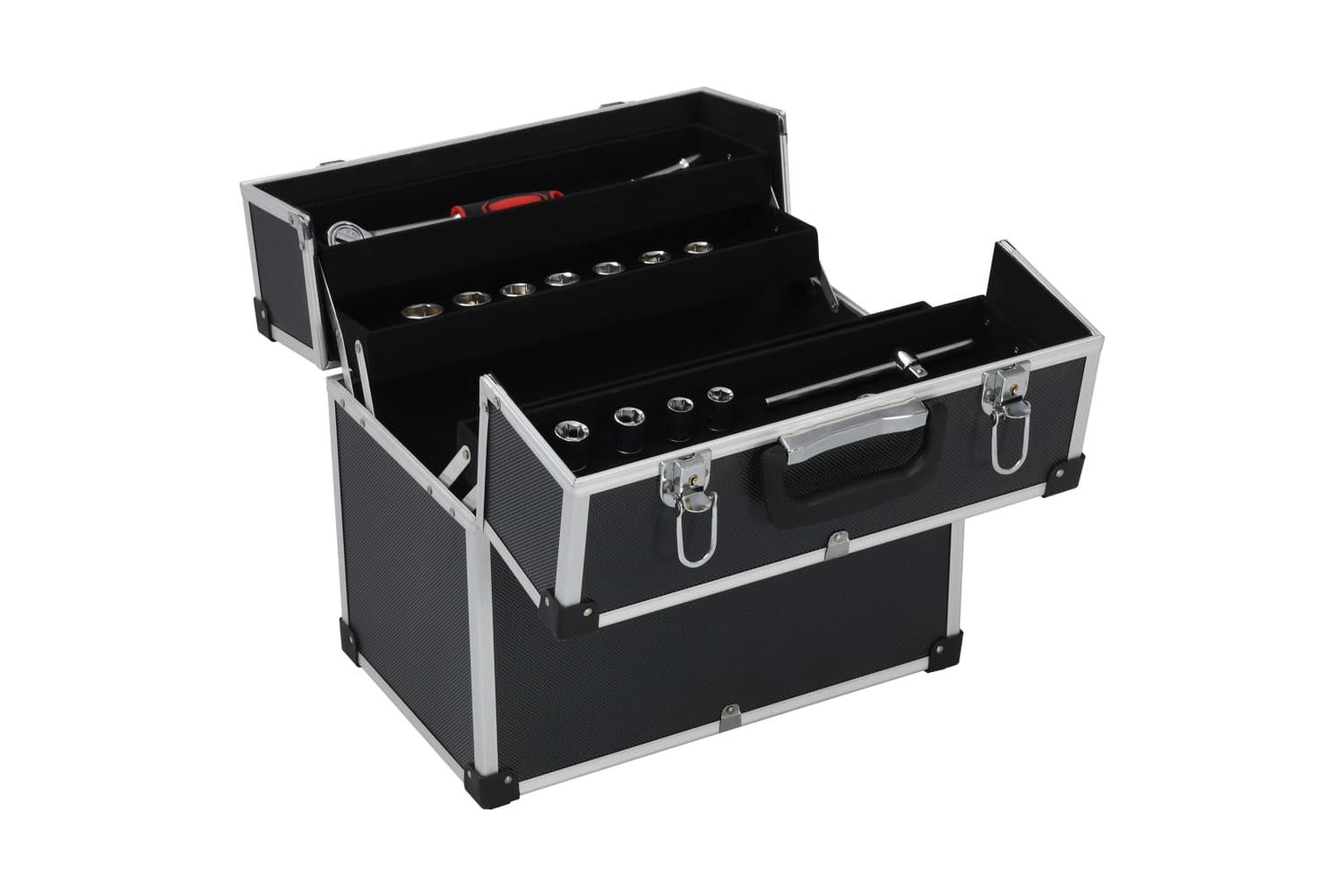 vidaXL 91849 Tool Case 38x22.5x34cm Black Aluminum-2