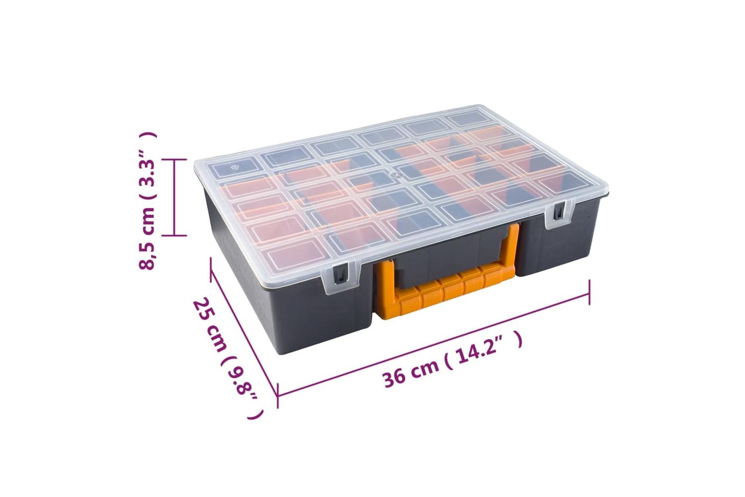 vidaXL 151836 Assortment Boxes 2 Pcs With Removable Dividers 360x250x85mm Pp-8