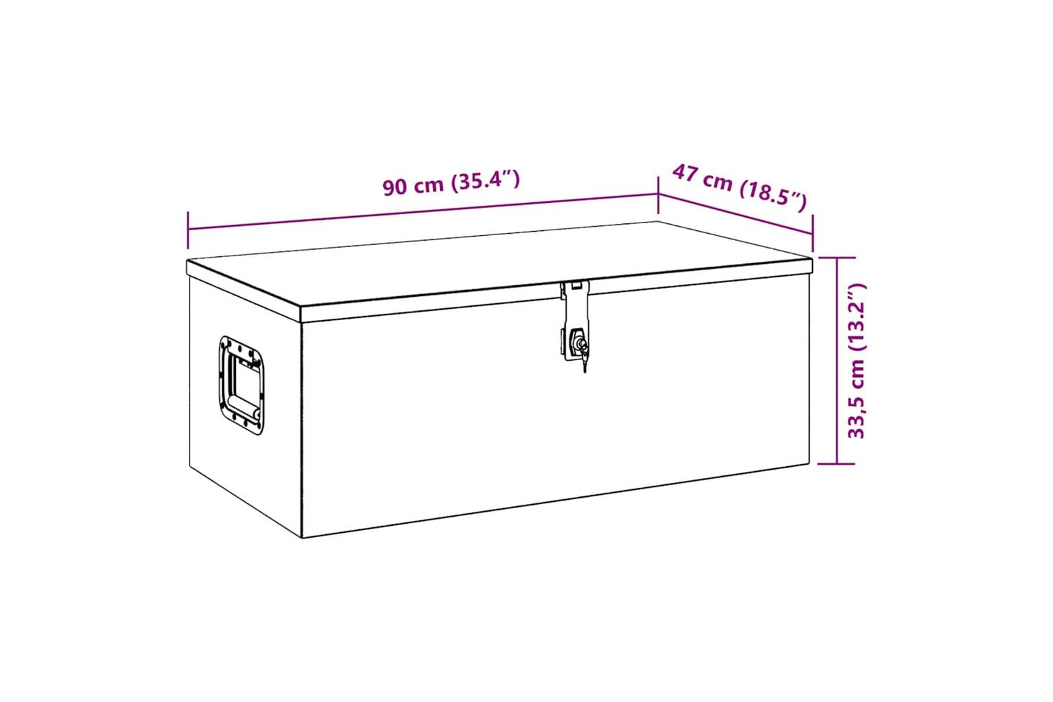 vidaXL 152254 Storage Box Silver 90x47x33.5cm Aluminium-8