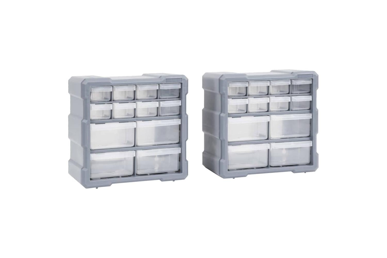 vidaXL 147582 Multi-drawer Organisers With 12 Drawers 2 Pcs 26.5x16x26cm