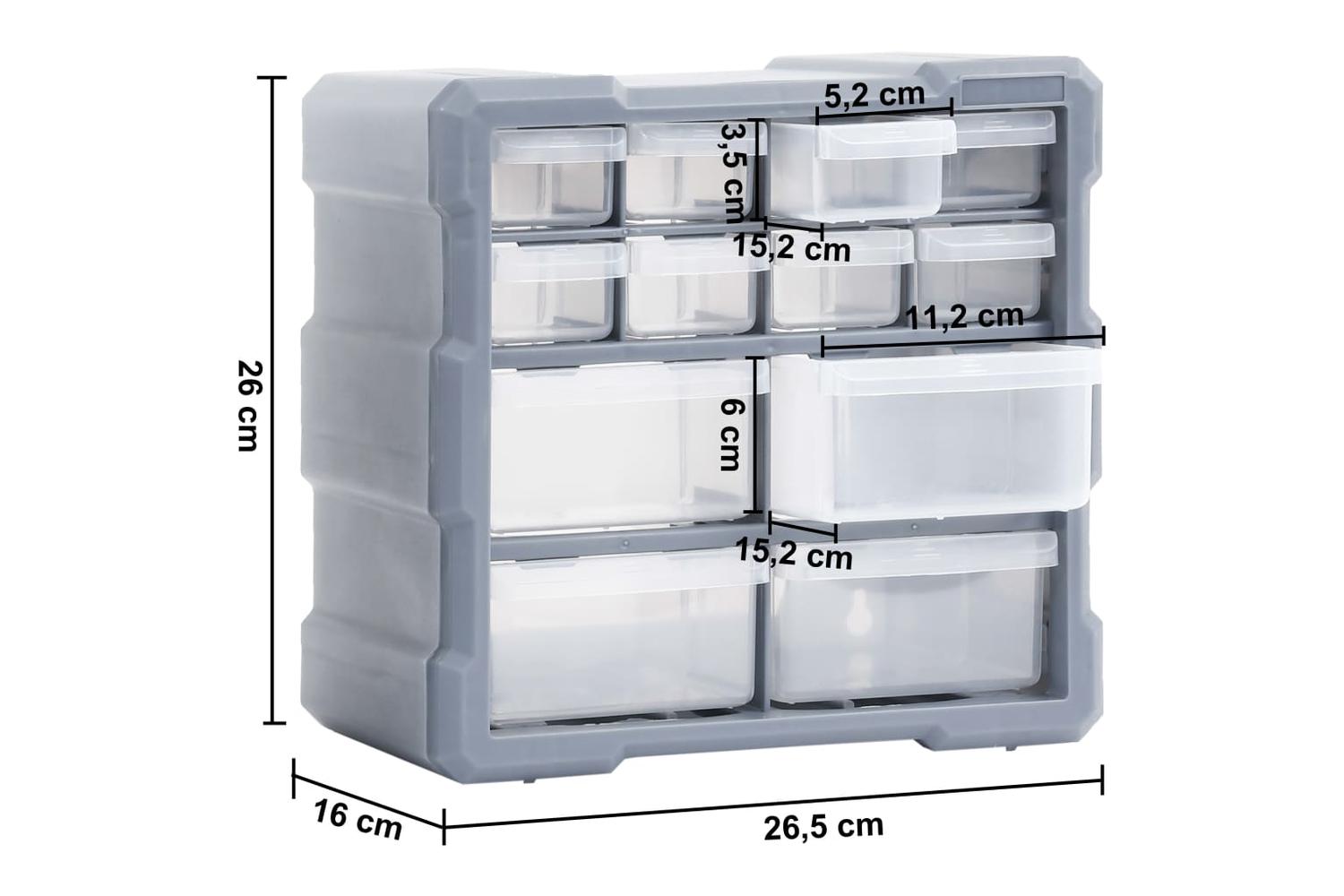 vidaXL 147582 Multi-drawer Organisers With 12 Drawers 2 Pcs 26.5x16x26cm-8