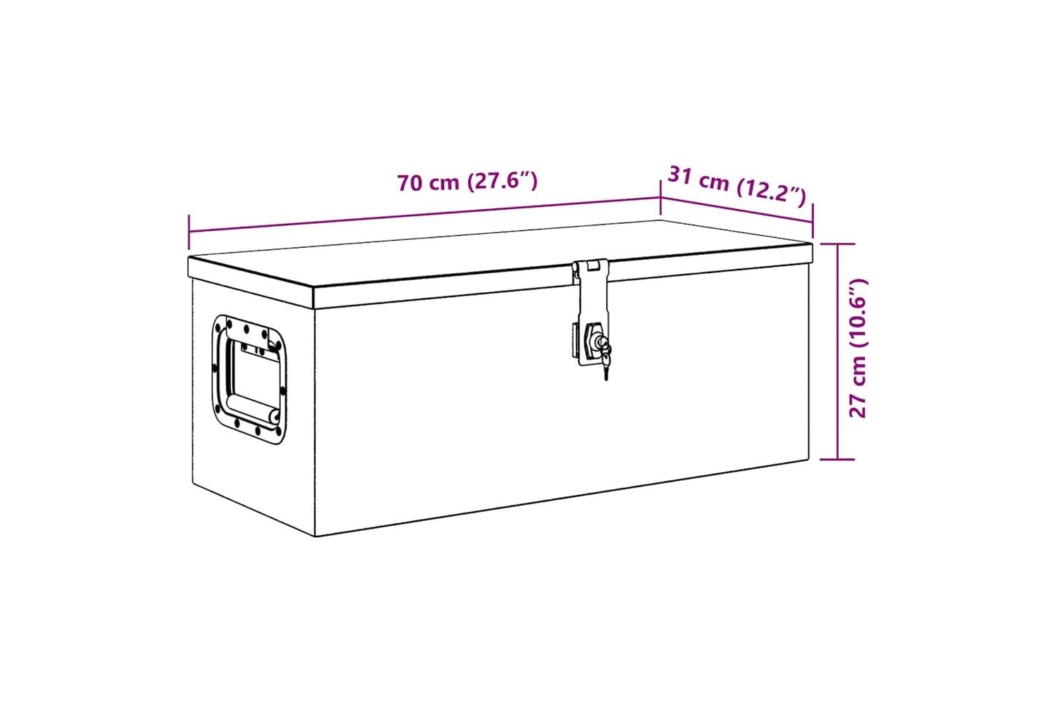 VidaXL 152250 Storage Box Silver 70x31x27cm Aluminium-8