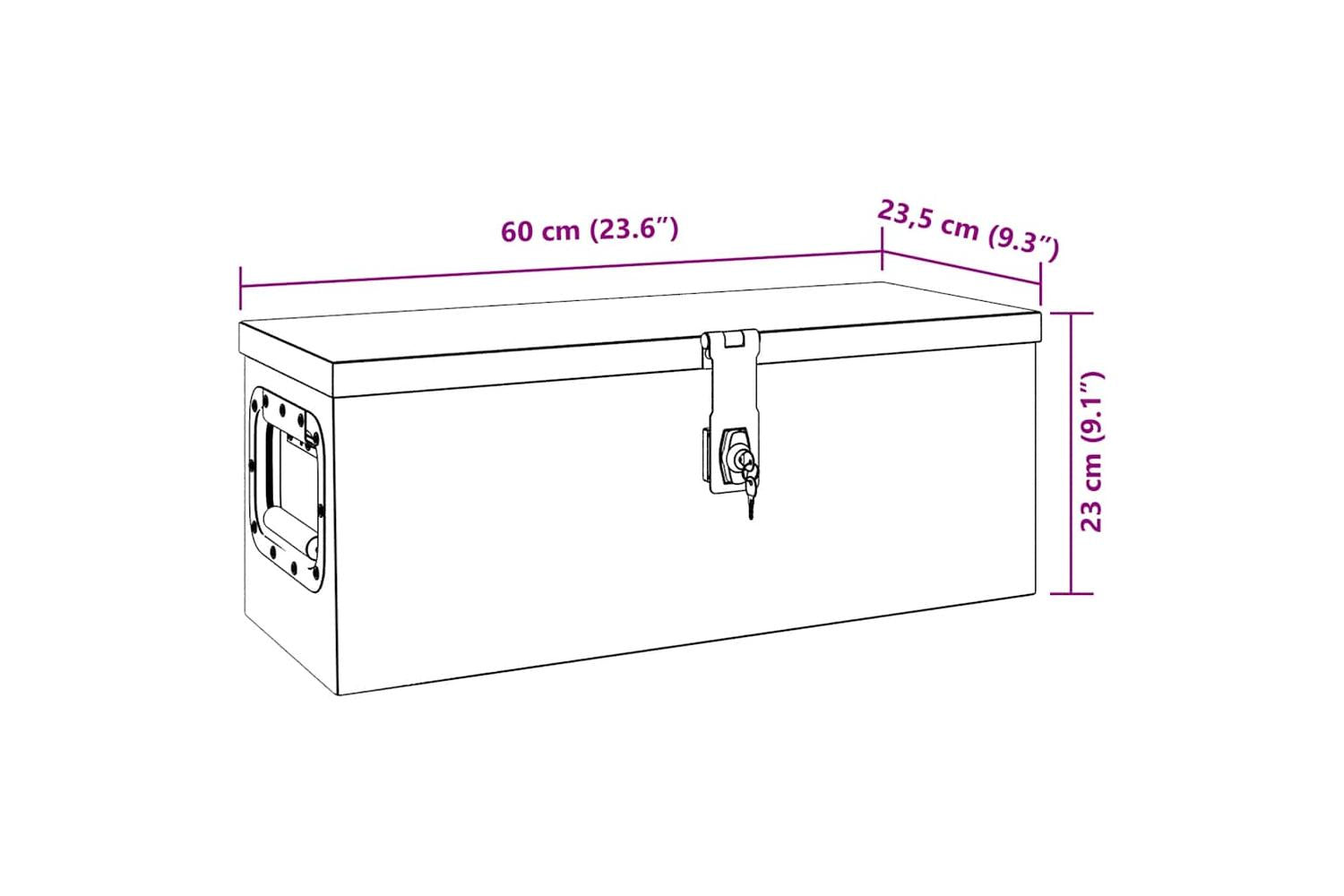 vidaXL 152248 Storage Box Silver 60x23.5x23cm Aluminium-8