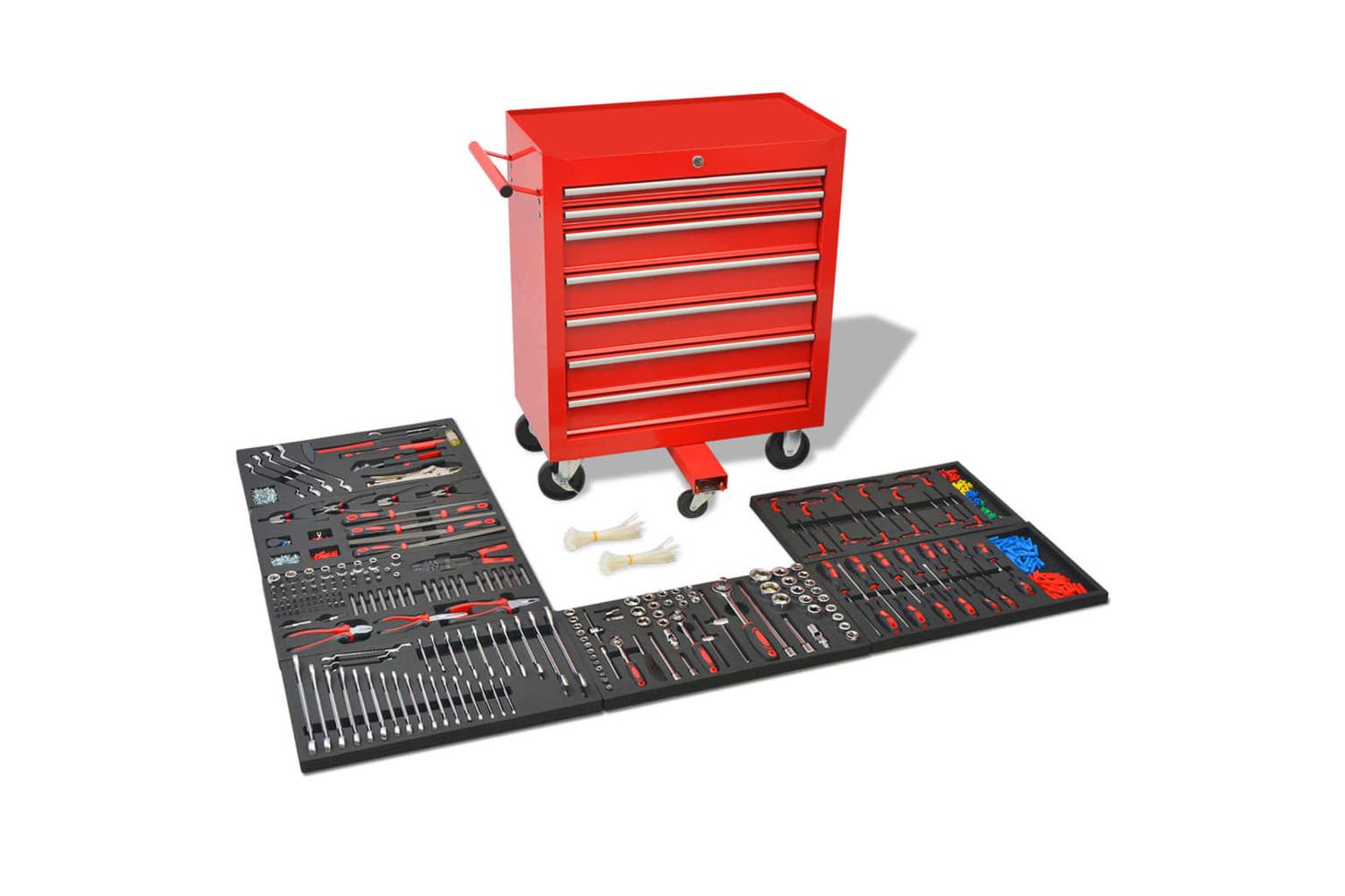 vidaXL 142248 Workshop Tool Trolley with 1125 Tools | Red