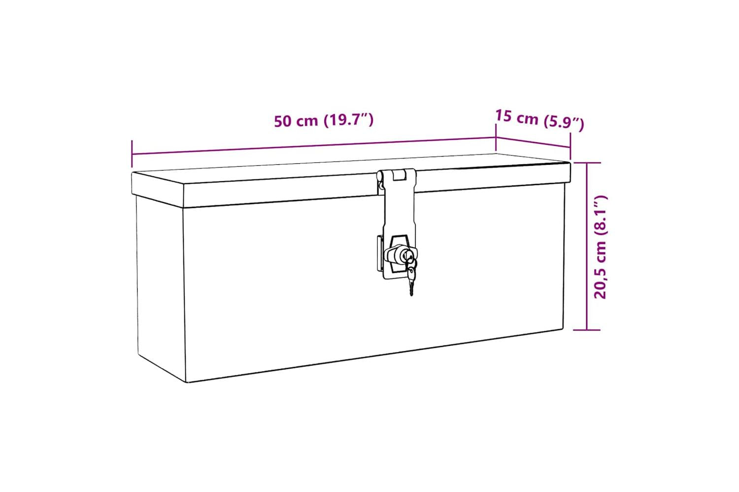 vidaXL 152247 Storage Box Black 50x20.5x15cm Aluminium-8