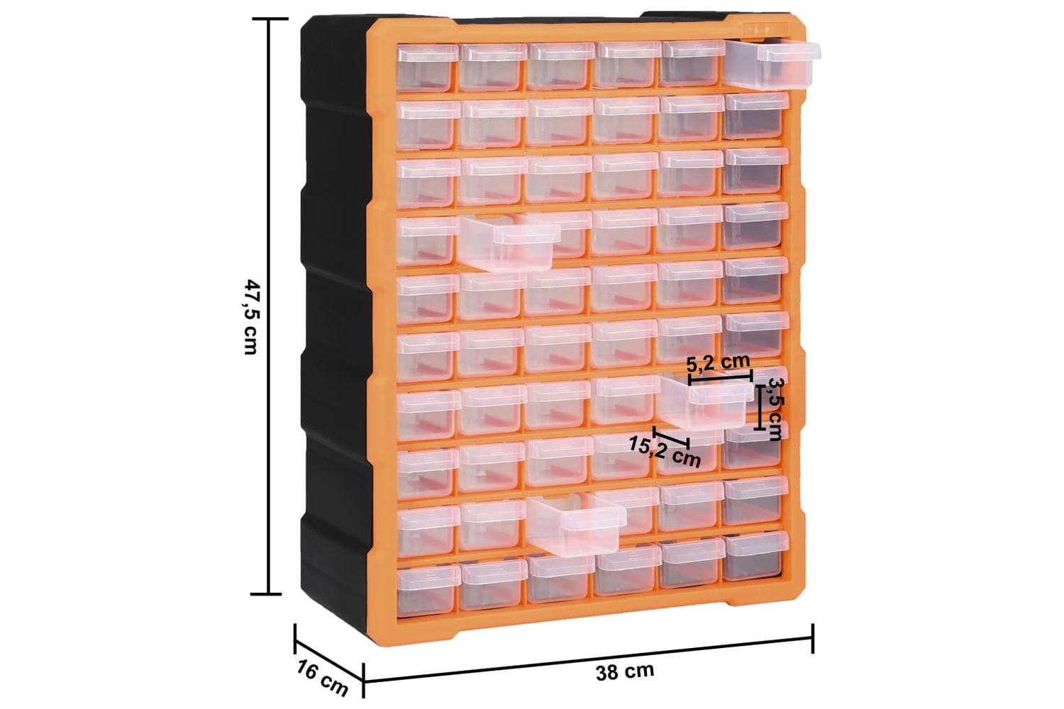 vidaXL 147587 Multi-drawer Organiser With 60 Drawers 38x16x47.5cm-9