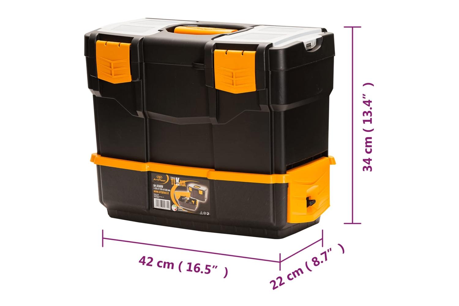 vidaXL 151841 Tool Box 420x220x340mm Pp-9