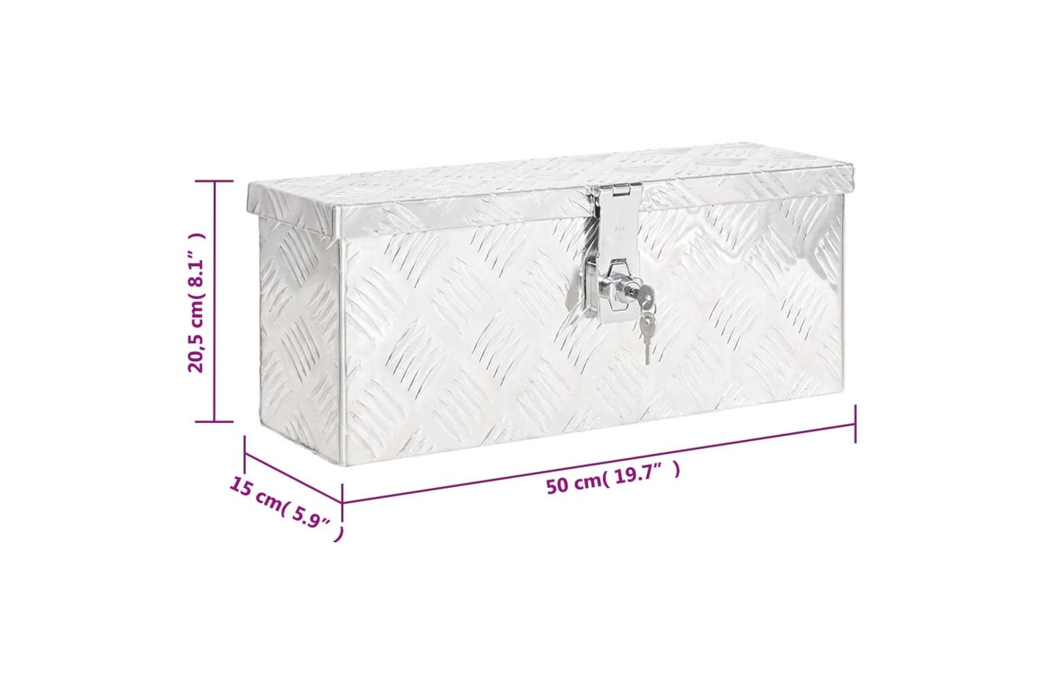 vidaXL 152246 Storage Box Silver 50x20.5x15cm Aluminium-8