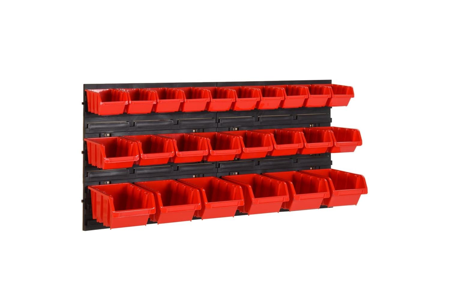 Vidaxl 152204 26 Piece Workshop Shelf Set Red And Black 77x39cm Polypropylene