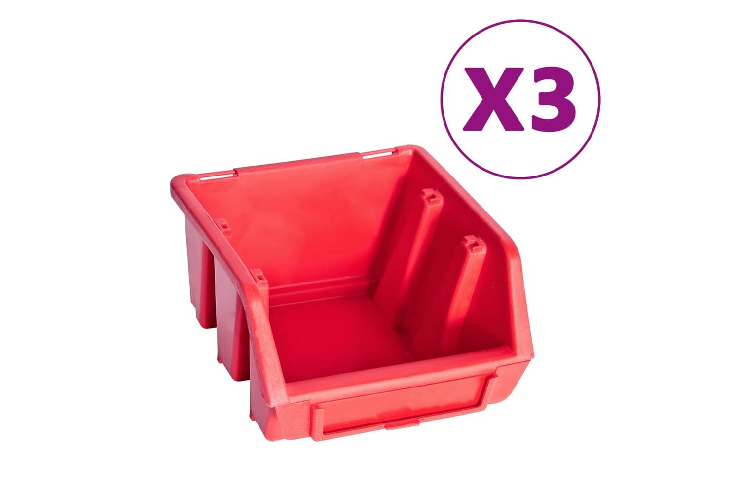 Vidaxl 150811 34 Piece Storage Bin Kit With Wall Panels Red And Black-2