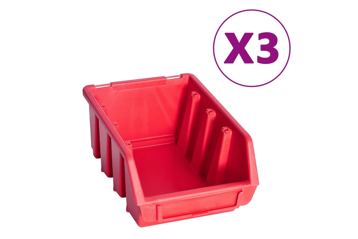 Vidaxl 150811 34 Piece Storage Bin Kit With Wall Panels Red And Black-3
