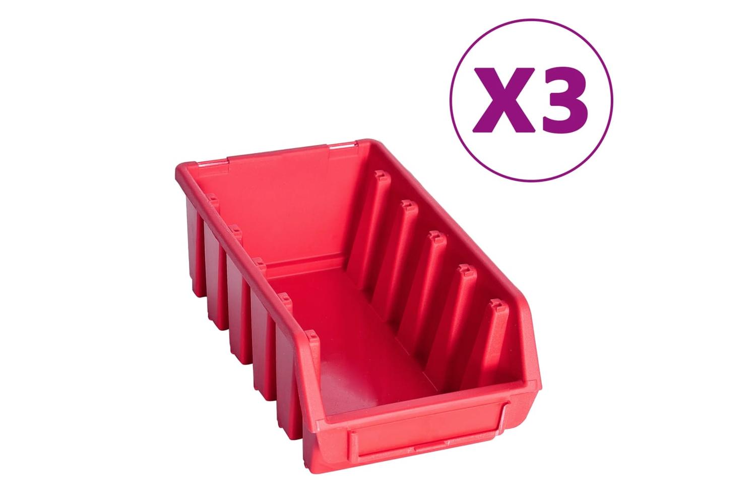 Vidaxl 150811 34 Piece Storage Bin Kit With Wall Panels Red And Black-4