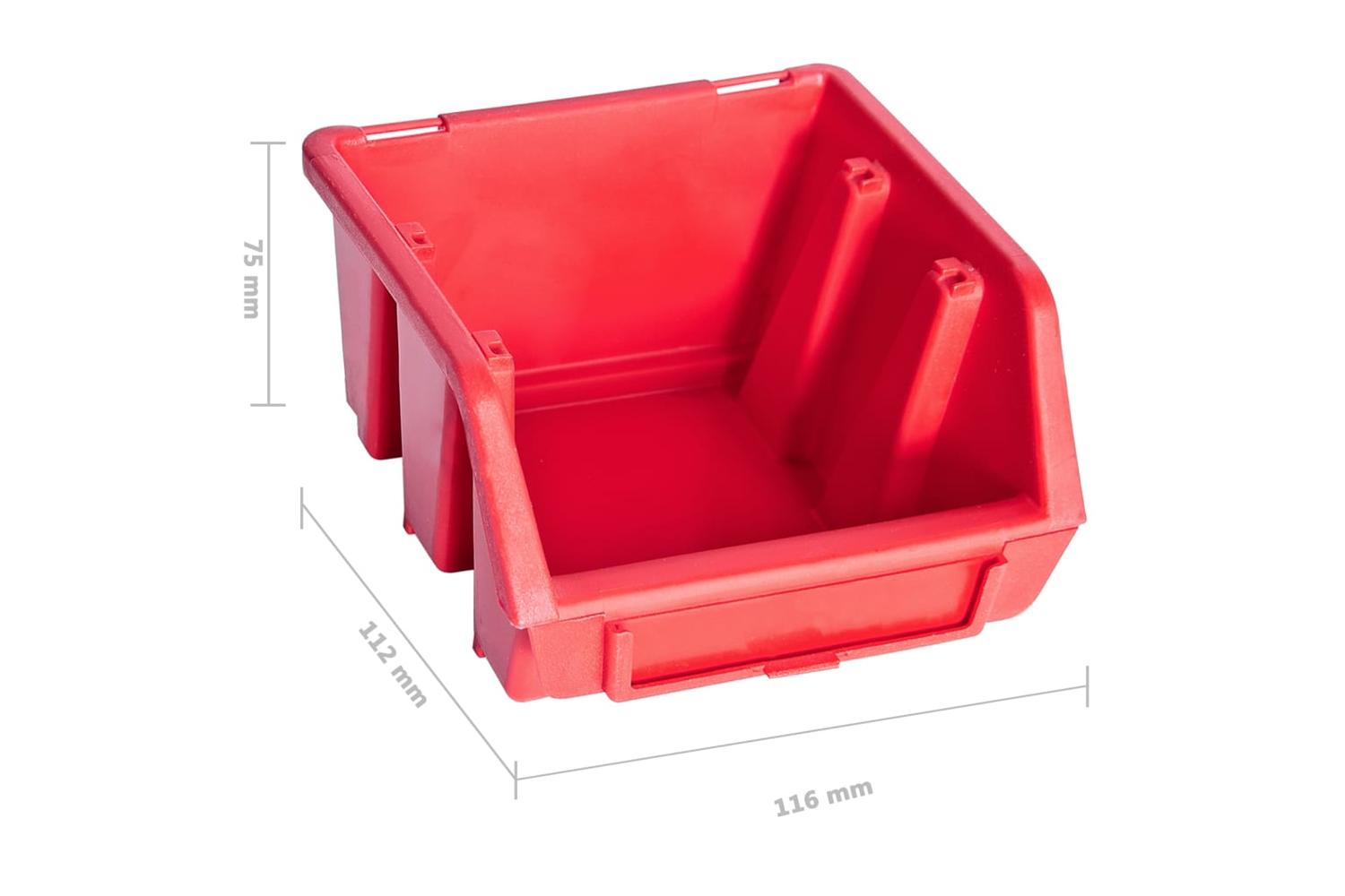 Vidaxl 150811 34 Piece Storage Bin Kit With Wall Panels Red And Black-9