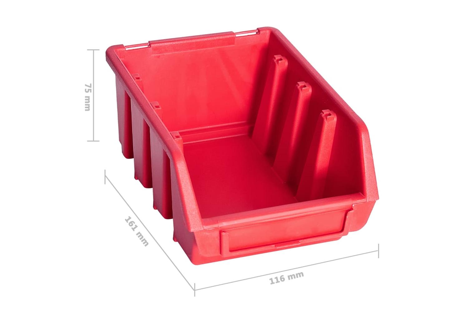 Vidaxl 150811 34 Piece Storage Bin Kit With Wall Panels Red And Black-10