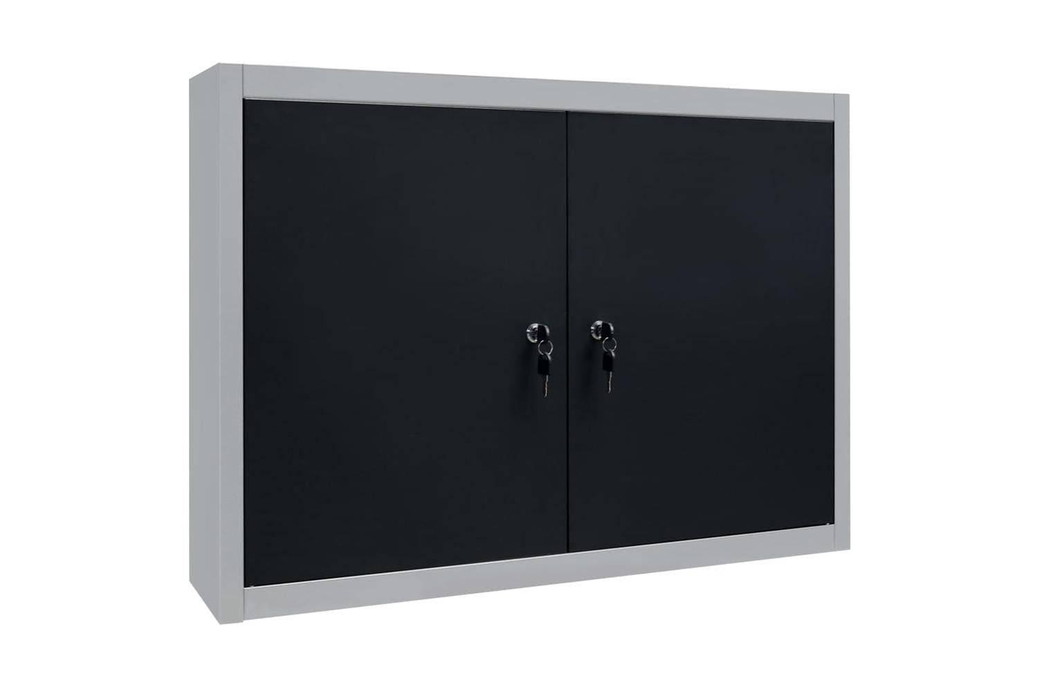 Vidaxl 145365 Wall Mounted Tool Cabinet Industrial Style Metal Grey And Black-2