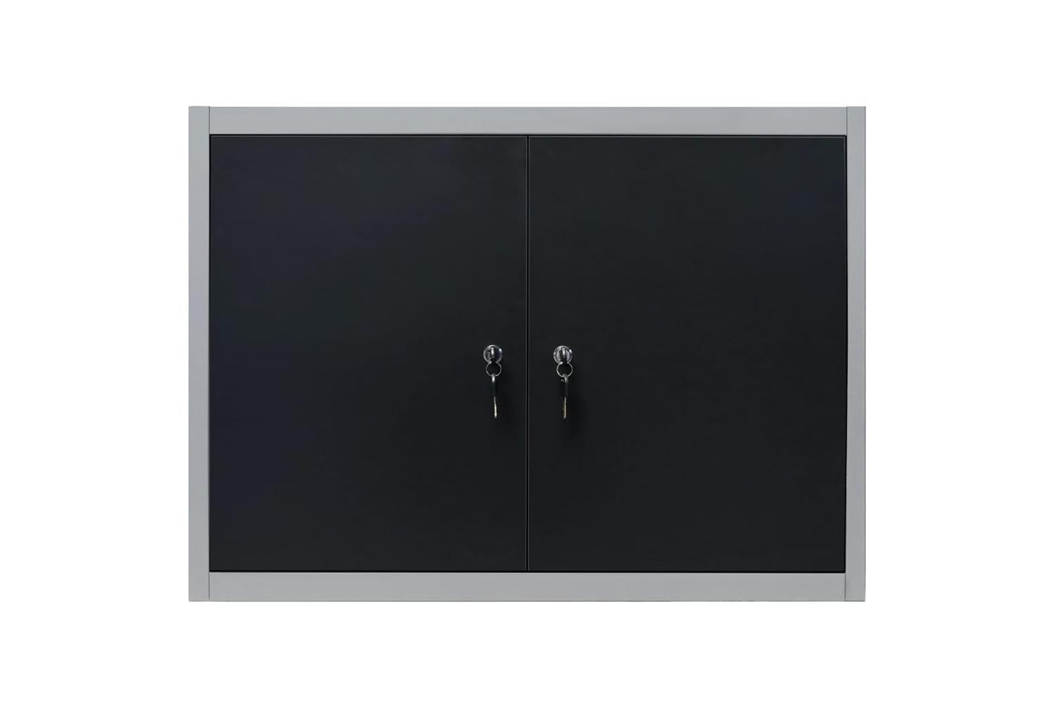 Vidaxl 145365 Wall Mounted Tool Cabinet Industrial Style Metal Grey And Black-3