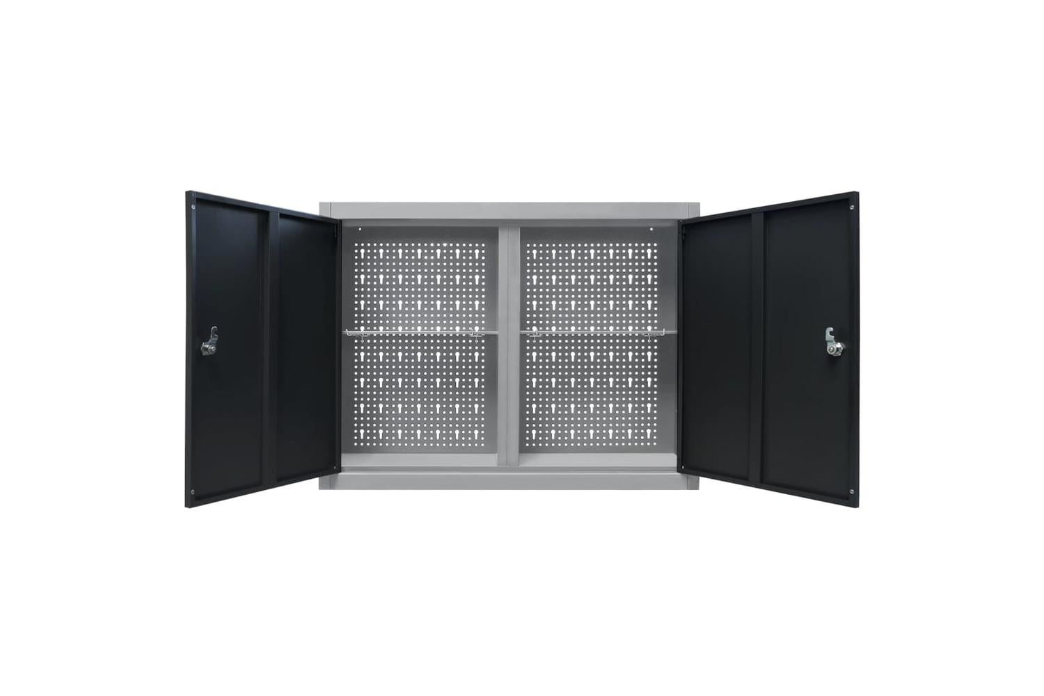 Vidaxl 145365 Wall Mounted Tool Cabinet Industrial Style Metal Grey And Black-5