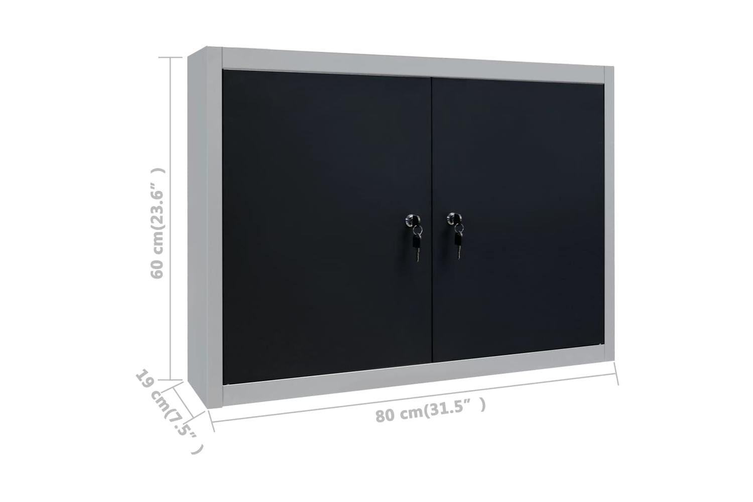 Vidaxl 145365 Wall Mounted Tool Cabinet Industrial Style Metal Grey And Black-8