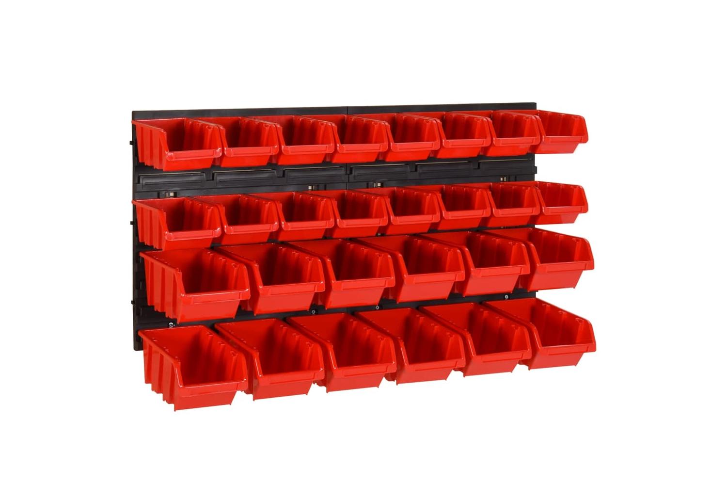 Vidaxl 152203 30 Piece Workshop Shelf Set Red And Black 77x39cm Polypropylene