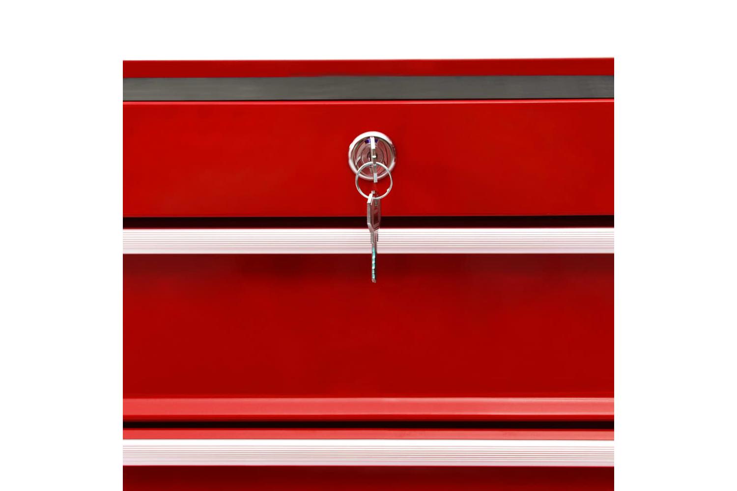 Vidaxl 3056731 Tool Trolley With 10 Drawers Steel Red (147175+147176)-6