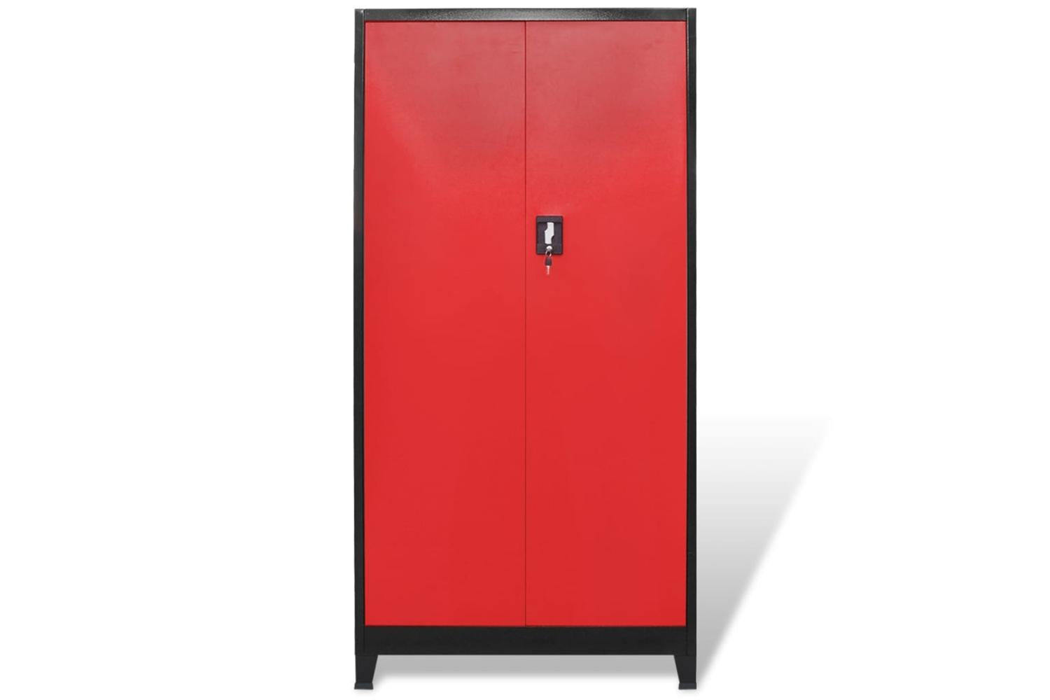 vidaXL 20158 Tool Cabinet With 2 Doors Steel 90x40x180cm Black And Red-5