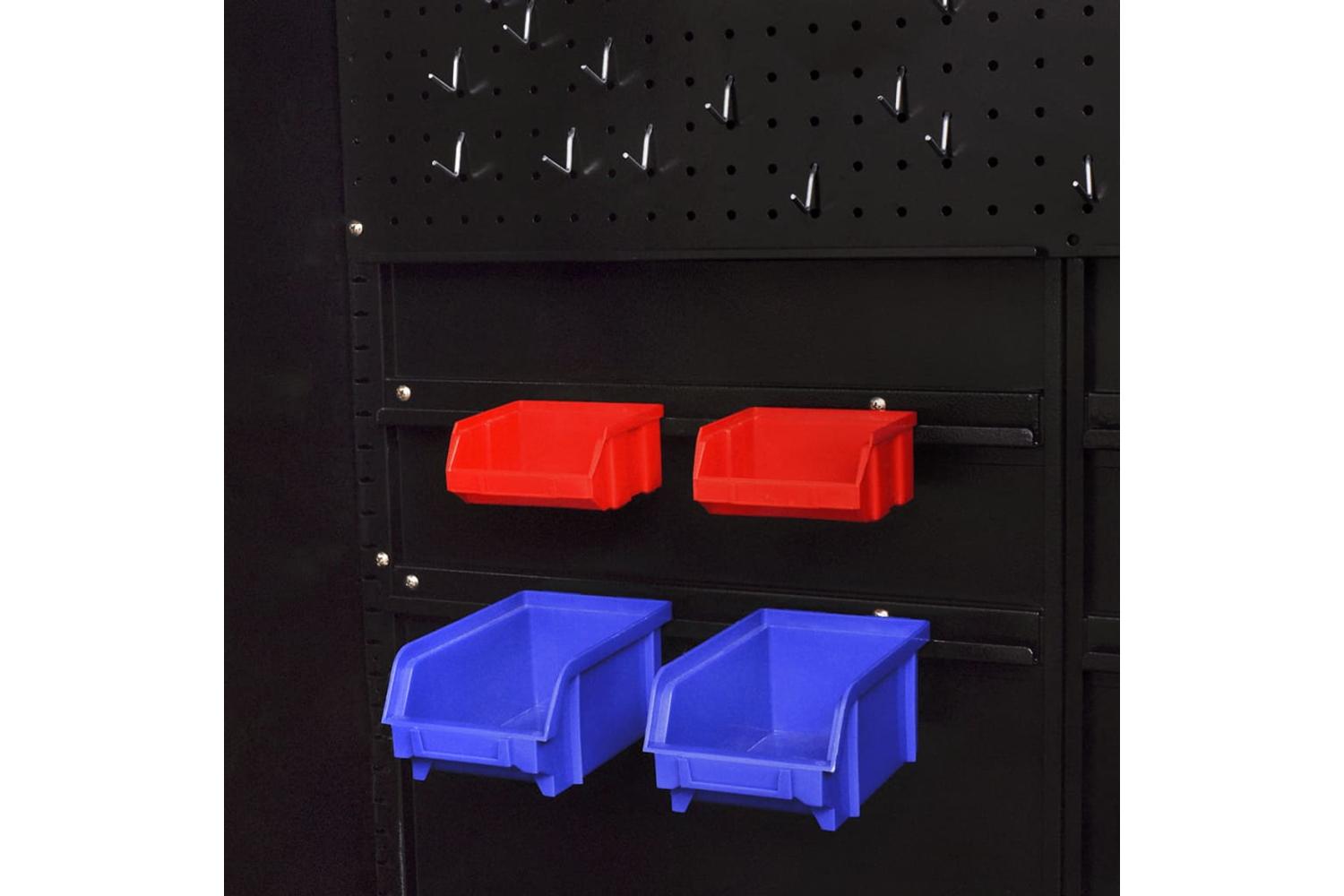 vidaXL 20158 Tool Cabinet With 2 Doors Steel 90x40x180cm Black And Red-7