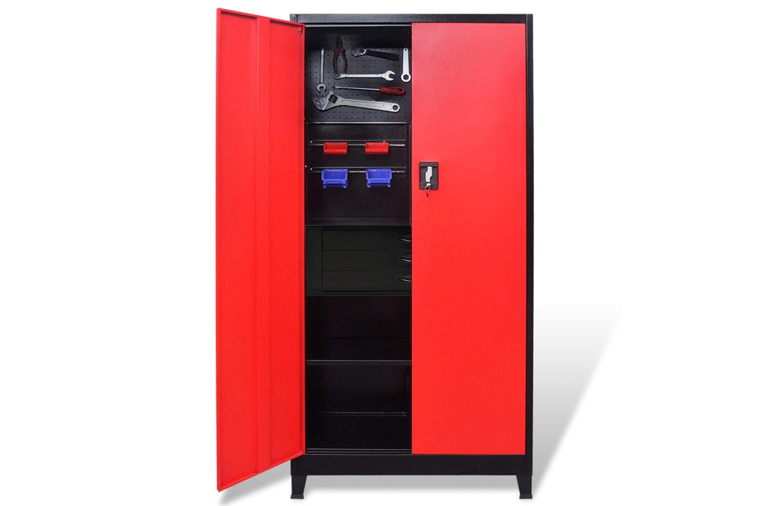 vidaXL 3054555 Tool Cabinet With Tool Chest Steel 90x40x180cm Red And Black-2