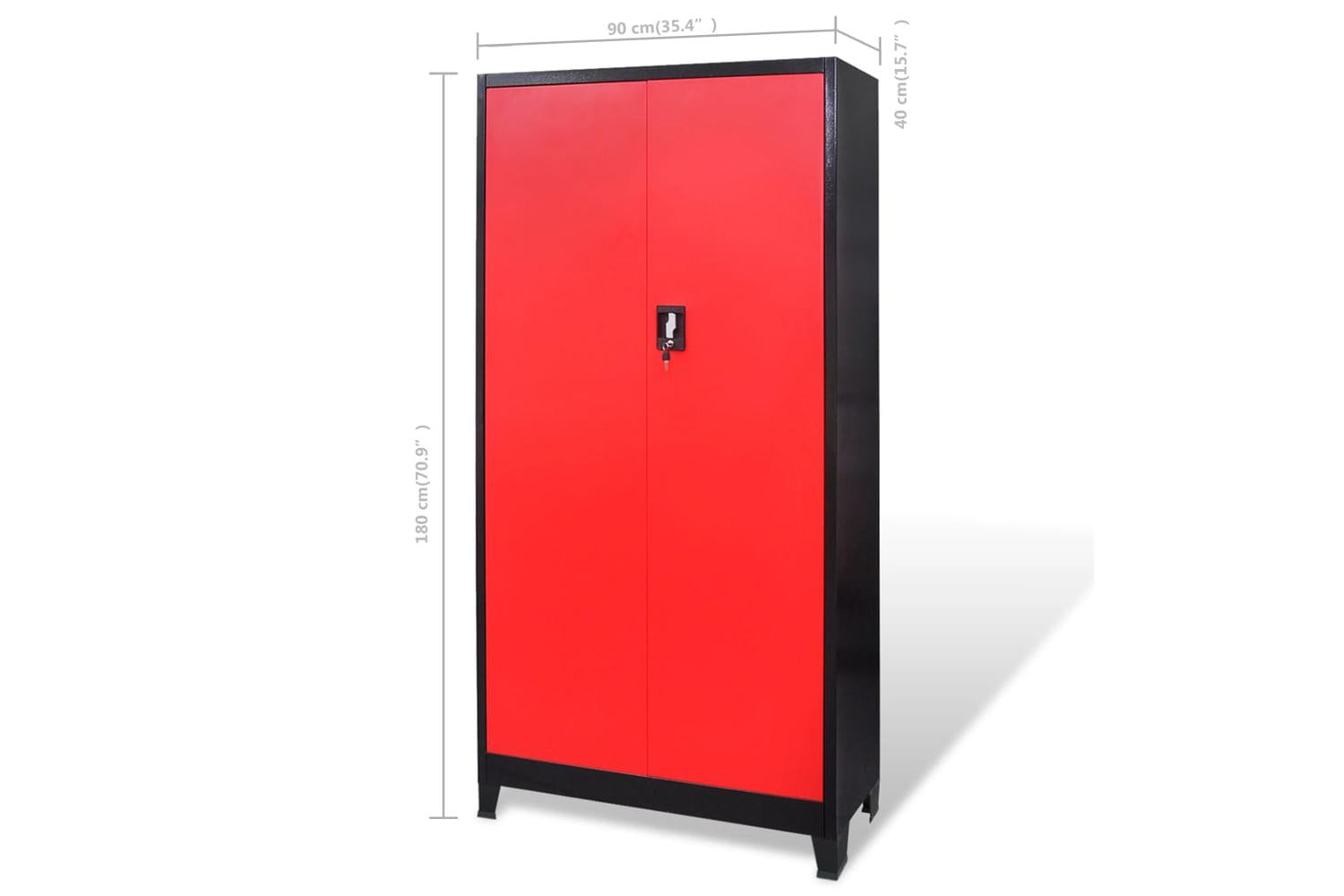 vidaXL 3054555 Tool Cabinet With Tool Chest Steel 90x40x180cm Red And Black-8