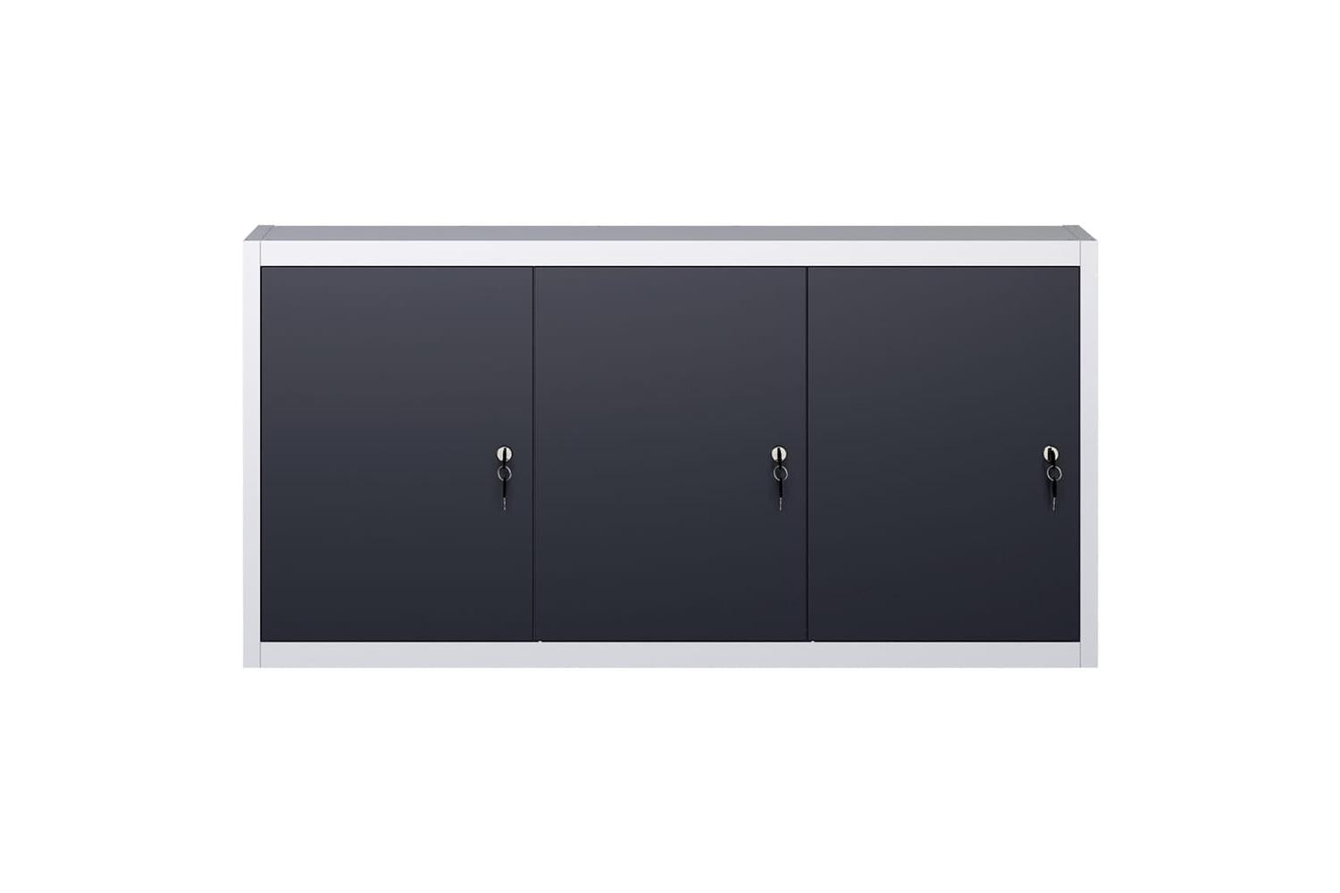 Vidaxl 145353 Wall Mounted Tool Cabinet Industrial Style Metal Grey And Black-2