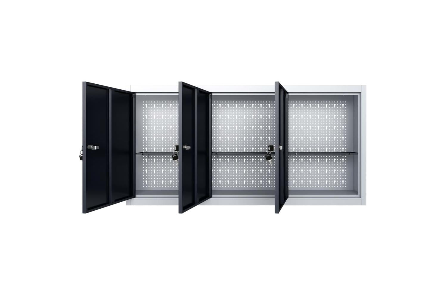 Vidaxl 145353 Wall Mounted Tool Cabinet Industrial Style Metal Grey And Black-3