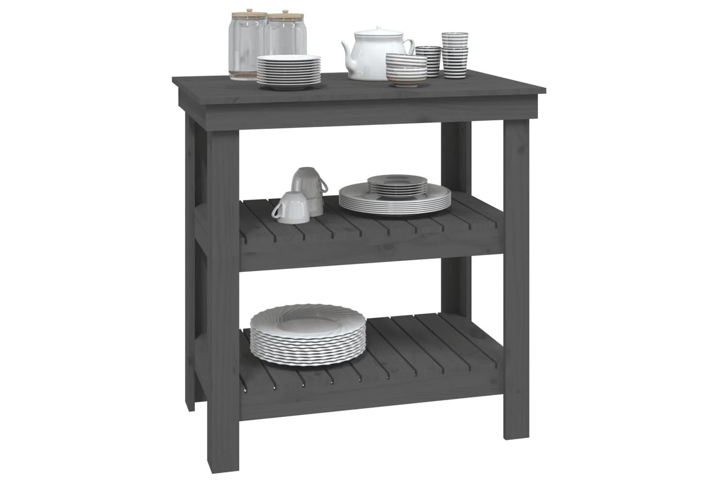 vidaXL 823641 Work Bench Grey 78.5x50x80cm Solid Wood Pine-4