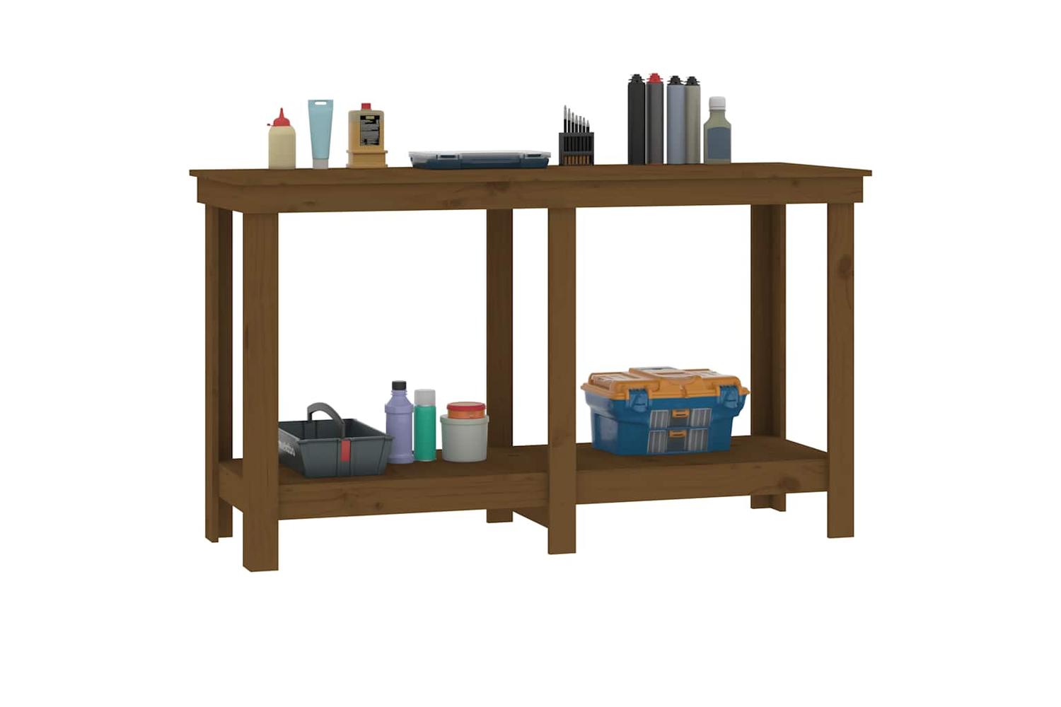 vidaXL 822509 Work Bench Honey Brown 140x50x80cm Solid Wood Pine-4