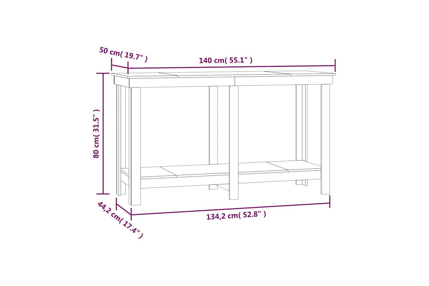 vidaXL 822509 Work Bench Honey Brown 140x50x80cm Solid Wood Pine-8