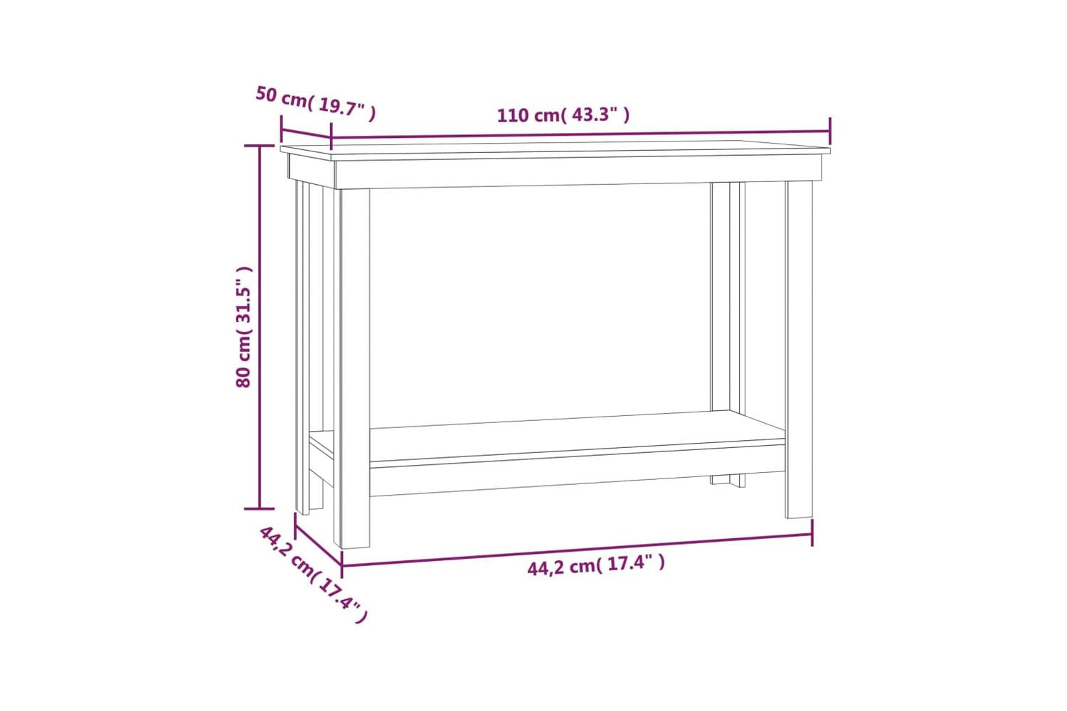 vidaXL 822502 Work Bench White 110x50x80cm Solid Wood Pine-8